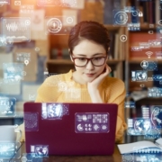 Image of young woman coding